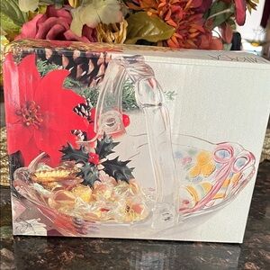 Vintage Mikasa Festive Bells Glass Basket with Handle Candy Dish